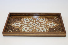 Load image into Gallery viewer, walnut wood tray inlay with mother of pearl
