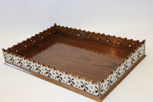 Load image into Gallery viewer, Walnut wood tray inlay with mother-of-pearl
