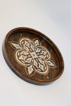 Load image into Gallery viewer, Walnut wood tray inlay with mother-of-pearl
