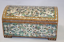 Load image into Gallery viewer, Walnut wood chest inlay with mother-of-pearl.
