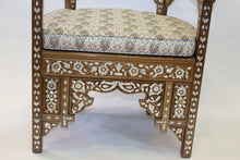 Load image into Gallery viewer, Walnut wood chair mother-of-pearl inlay with silk cushion
