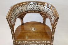 Load image into Gallery viewer, Walnut wood chair mother-of-pearl inlay with silk cushion
