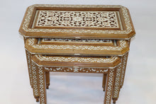 Load image into Gallery viewer, Antique tea tables set mother-of-pearl inlay
