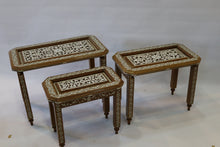 Load image into Gallery viewer, Antique tea tables set mother-of-pearl inlay
