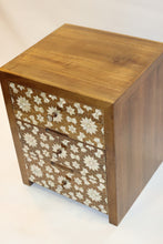 Load image into Gallery viewer, Walnut wood nightstand mother-of-pearl inlay
