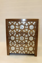 Load image into Gallery viewer, Walnut wood nightstand mother-of-pearl inlay
