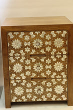 Load image into Gallery viewer, Walnut wood nightstand mother-of-pearl inlay
