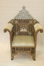 Load image into Gallery viewer, Walnut wood royal chair mother-of-pearl inlay
