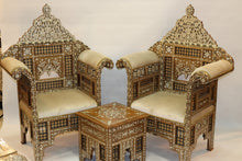 Load image into Gallery viewer, Walnut wood royal chair mother-of-pearl inlay
