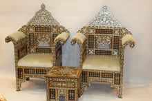 Load image into Gallery viewer, Walnut wood royal chair mother-of-pearl inlay
