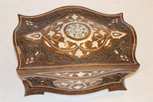 Load image into Gallery viewer, Walnut wood chest wood carving mother of pearl inlay
