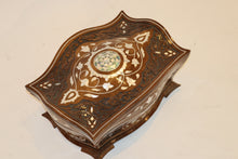 Load image into Gallery viewer, Walnut wood chest wood carving mother of pearl inlay
