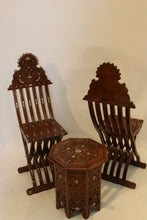 Load image into Gallery viewer, Walnut wood chairs set wood carving mother of pearl inlay
