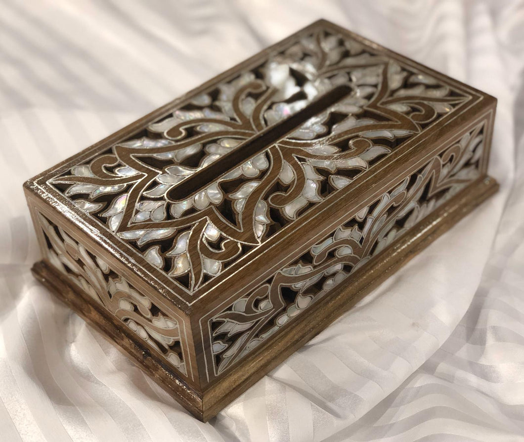 Sahara tissue Box inlaid by mother of pearl