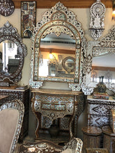 Load image into Gallery viewer, Handcrafted console Table with Mirror full mother of pearl
