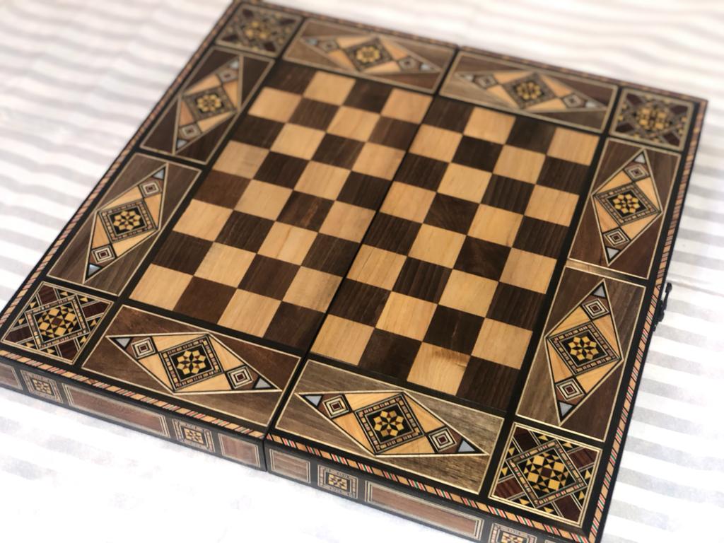 Handgefertigtes Schach- und Tawla (Brettspiel) Brett